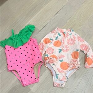 NO FLAWS. Carter's orange swim. Old navy’s Pink and Green Watermelon One Piece